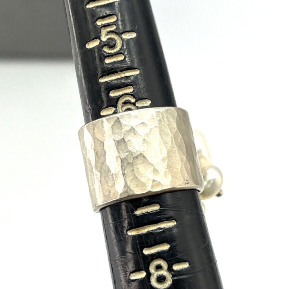 Sterling Silver & Natural Pearl Wide Band Cha Cha Ring Size 6.5 - Picture 8 of 10